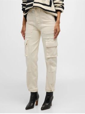 MOTHER The Curbside Cargo Flood Jeans White Size 27 Barrel Leg High Rise EUC